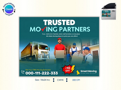 Trusted Moving Partners-Moving Service Car Magnet Canva Template move service car magnet