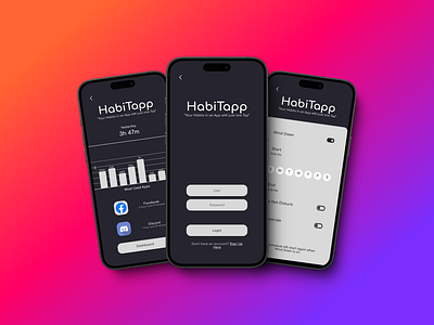 HabiTapp: “Your Habits in an App with just one Tap” app figma habit mobile tracker ui ux