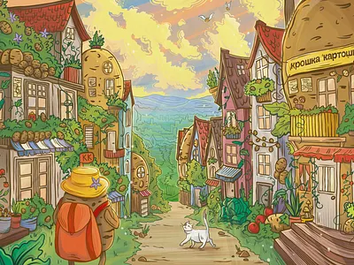 Illustration for the establishment "Kroshka Kartoshka" 2d art artwork cafe design details digital art graphic design illustration photoshop potato