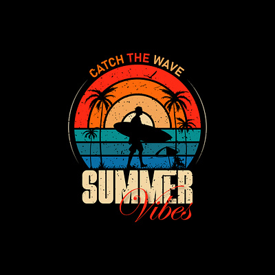 Summer Vibes | T-shirt Design bitch catch the wave graphic design grunge hot hot weather modern summer summer vibes t shirt design travel tshirt vector