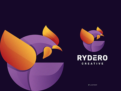 RYDERO Creative Rooster Logo Design brand brand identity brand logo branding colorful creative design gradient logo logo branding logo design logo inspiration logomark minimal minimalist modern logo rooster