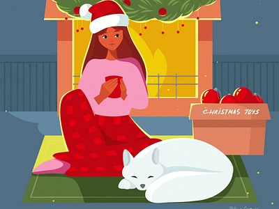 Cozy evening 2d adobe illustration adobeillustrator affter effects animation artwork character animation christmas flat flat illustration flatillustration gif illustration illustrator motion motion graphics vector vectorart vectorillustration