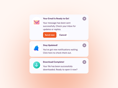 Notifications anatomy app download email icon ilustrations interface notification toast ui uiux ux
