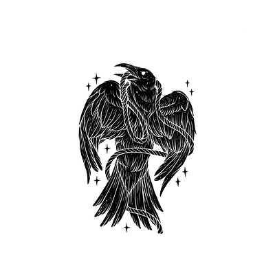 Tied Crow artwork bw crow graphic design ilustration logo monochrome raven tied