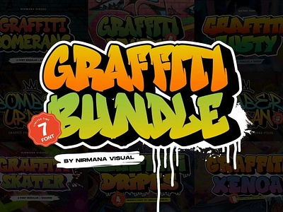 Graffiti Font Bundle art font graffiti grunge hand lettered font mural poster street street art tagging