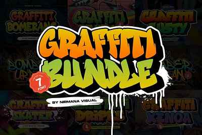 Graffiti Font Bundle art font graffiti grunge hand lettered font mural poster street street art tagging