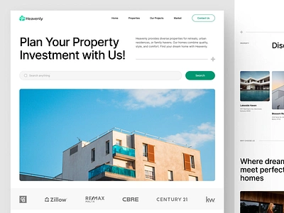 Heavenly - Website Landing Page agency agency website agent apartment business company company website home interface landing page real estate real estate landing page real property realtor residence ui ux web web design website
