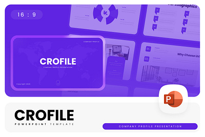 Crofile - PowerPoint Template business company crofile gsl key modern ppt pptx presentation template profile purple ui website white