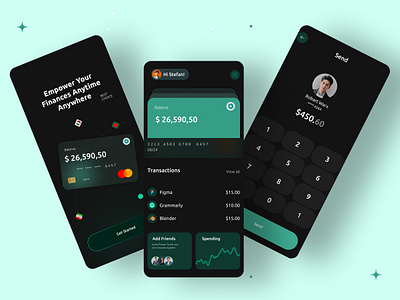 Finance Mobile App app bank app banking dark design finance finance app minimal minimalist mobile money payment transaction transfer ui ux wallet