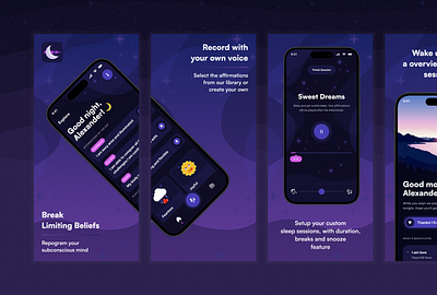 My Sleep Afirmations | Google Play Store Screenshots app design figma mobile ui ux