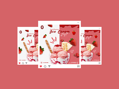 Ice Cream Strawberry Instagram Post canva design drink food ice cream instagram post strawberry