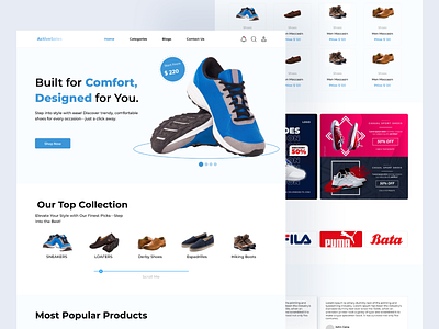 Shoes Store Landing Page animation article blog card eccomerce hypebeast landing page landing page animation marketplace saas shoe shoe store shoes sneakers store ui vans web animation website website design