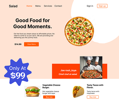 Salad landing page branding ui