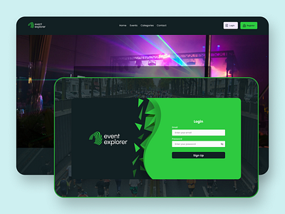 Event Explorer Landing Page UI art branding graphicdesign mobileapps productdesign uidesign uxdesign visualdesign