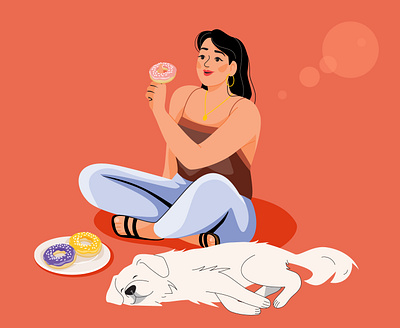 Doughnuts 🍩 character design food graphic illustration pastel ui vector woman