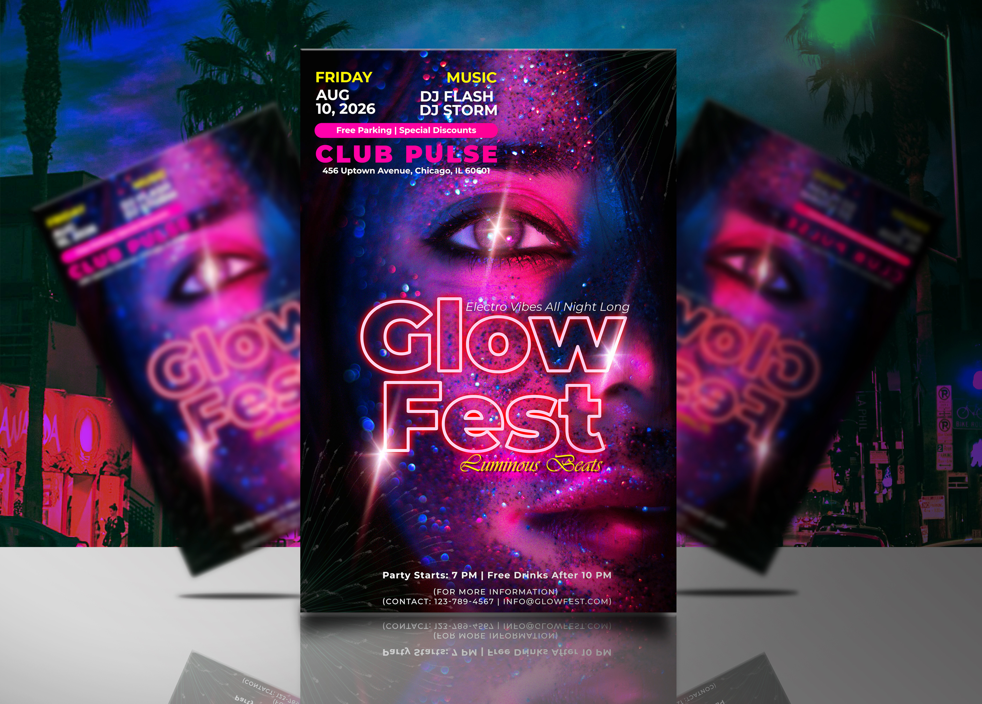 Glow Fest Party Flyer design flyerdesign graphic design illustration partyflyer