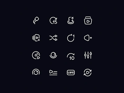 Neaticons Multimedia Icons - Outline Style audio branding broadcast cd design forward icon pack icons live media mic microphone multimedia neaticons player playlist repeat shuffle ui valume