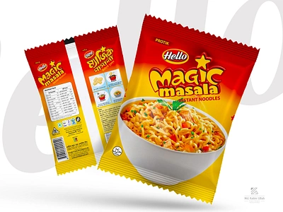 Hello Magic Masala Instant Noodles Packaging Design fmcg foil packet design graphic design instant noodles noodles packaging noodles packet packaging design packet design pouch desing print design