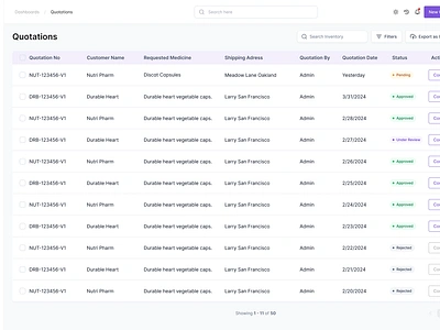 Quotation Page Design data table data table design list of quotationss list quotation product design quotation quotation page table design table ui ui ui design