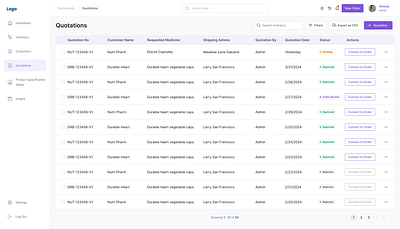 Quotation Page Design data table data table design list of quotationss list quotation product design quotation quotation page table design table ui ui ui design