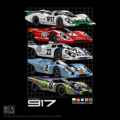 Porsche 917 T-Shirt Design automotive car cars design graphic design illustration racing t shirt vector