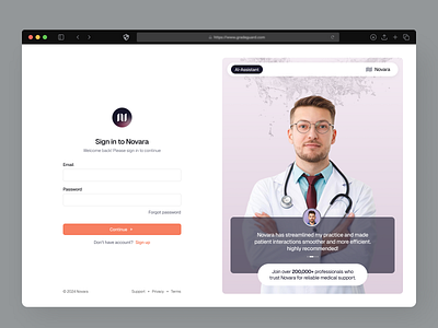 Novara - Sign in medical medicine product sign in sign up signin ui uidesign website design