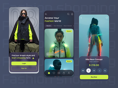 Fashion store App app app design application clothing dark design e commerce fashion market mobile online store shop store style ternd ui uiux ux