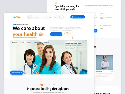 Doctor Appointment Booking Landing Page - Medical Website appointment booking booking flow clean doctor healthcare home page hospital landing page medical care meditech patient ui ui design uix ux webdesign website