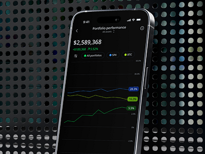 Investment Portfolio Tracker | Portfolio Performance analytics cleandesign cryptoapp daily ui dark mode datavisualization designinspiration financeui fintechdesign interactiondesign investmentapp line charts modernui performancedashboard portfoliotracker ui ui trends ux