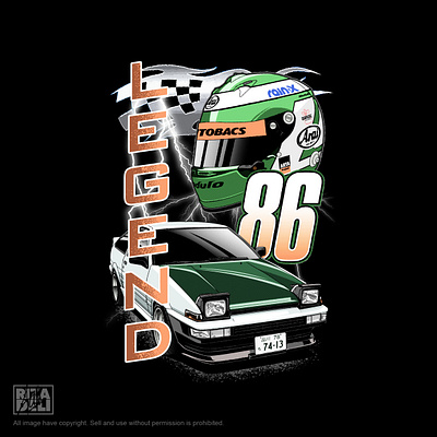 Keiichi Tsuchiya AE86 T-Shirt Design apparel automotive car cars design graphic design illustration merch racing t shirt