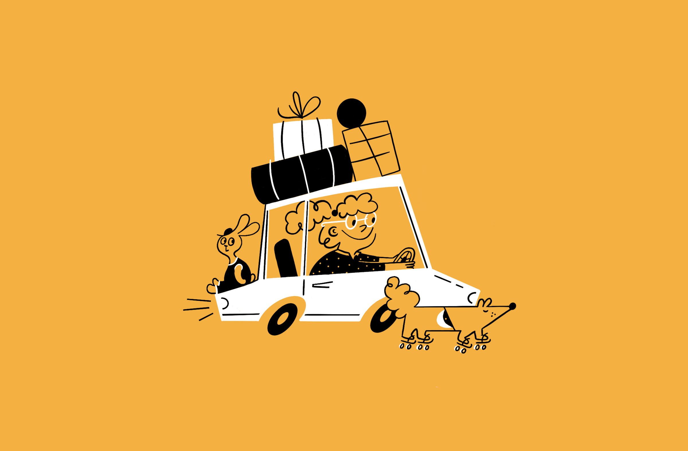 Travel Illustration black and white brand illustration brandillustration car characterdesign digital ill digital illustration digitalillustration illustration journey line drawing midcentury monochrome procreate transport travel
