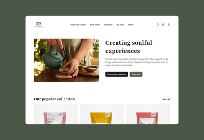 Organic Tea Landing page Design | Web design branding landing page organic tea ui web design