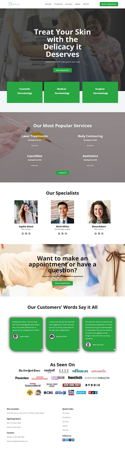 A Dermatologist Clinic Landing Page branding dermatologist design design customization figma landing page web design website website design