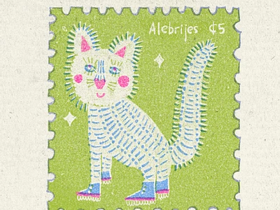 Alebrijes Kitten alebrijes cats childrens books illustration childrens illustration chilsre digital illustration illustrated stamps kitten riso risography stamp