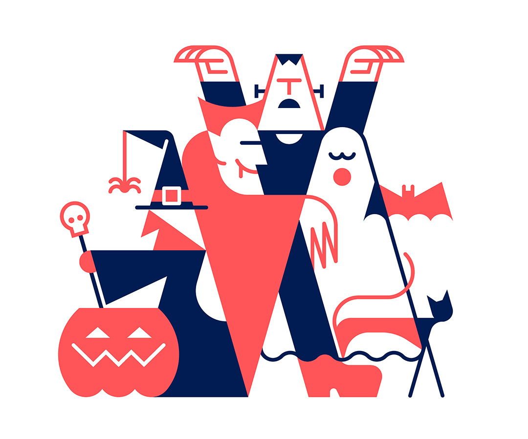 Halloween adobe illustrator characters design dracula draw fear geometry graphic design halloween icons illustration lineart logo logo design terror vector witch