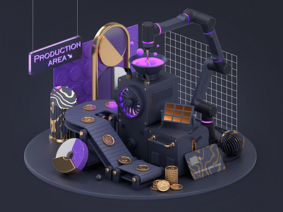 3D fintech illustration 3d blender finance fintech illustration modeling render ui