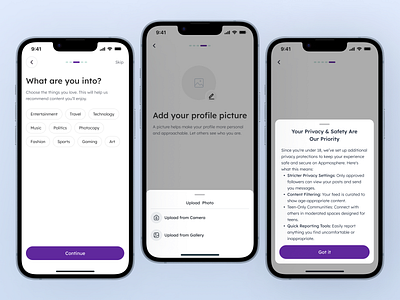 Social Media(Onboarding/Privacy) onboarding app social app social media app social onboarding social privacy uidesign