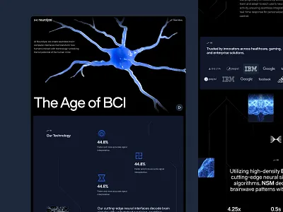 neurolyze: BCI Brain Computer Interface Landing Page UI/UX bci biotech biotech landing page biotech web design biotech website blue brain computer interface clean dark mode digital health medical website minimal modern neurology neuron neuroscience neuroscience website neurotechnology responsive design strangelabs