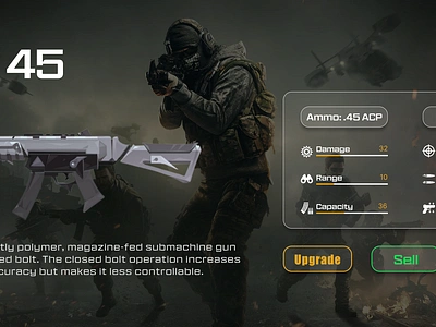 UMP 45 | Weapon Stats Modal branding graphic design ui ux