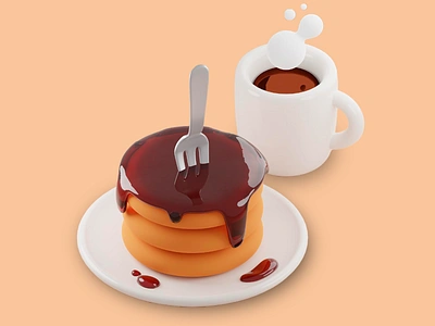 Morning Indulgence 3D visual 3d 3d art 3d art work 3d breakfast visual 3d coffee 3d coffee cup 3d dessert 3d food 3d food modeling 3d food styling 3d illustration 3d pancakes 3d pancakes with chocolate sauce 3d visual cooking game scene creative 3d visuals food in 3d gourmet 3d art micro living realistic 3d food