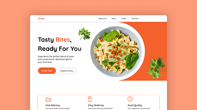 Chow || Food Landing page Design UI creative design culinary design design e commerce food branding food web design foodie design hero section illustration landing page landing page design modern web design restaurant branding restaurant web design ui ui design user interface ux design visual design web design inspiration