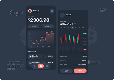 Crypto Wallet App – Modern UI/UX Concept 🚀 bitcoinui blockchainapp crpypto dashboard cryptoapp cryptodesign cryptodesign2025 cryptowallet darkmodedesign designinspiration financeapp fintechdesign futuristic mobile app design interfacedesign tradingapp