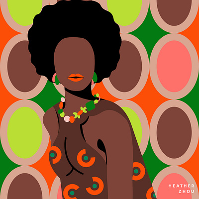 Afro Portrait afro digital art editorial fashion flat flat art graphic design human illustration minimal minimalism portrait vector vector art woman