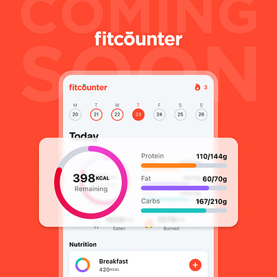 FitCounter, calorie counter iOS app app store apple screenshots calorie counter diet exercise fitcounter ios macros neat nutrition steps water intake weight tracker