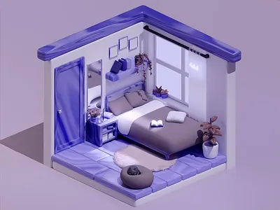 3D bedroom visuals 3d 3d art 3d art work 3d bedroom 3d bedroom design 3d composition 3d design 3d innovative architecture 3d interior visualization 3d visual 3d visual bedroom art bedroom decor inspo blue interior design for bedroom creative architecture home setup game scene interior 3d rendering micro living minimalist bedroom design purple interior design inspo room organization game scene