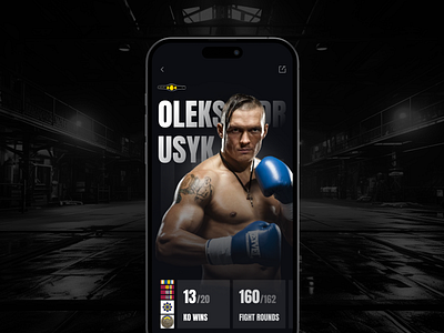 Boxer card, Mobile App | Sport, Usyk VS Fury app box boxing development eb development fury matchday mobile app no code no code development nocode sport ui ui desing uidesign ukraine usyk web design winner