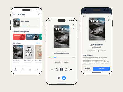 Kafka - Audiobook Listening App Design app app design audiobooks books books app branding design components figma graphic design ios app library app listening app player app product study case ui ui ux ux