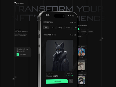 NoirNFT . Transform your NFT’s experience - Mobile App🐺 blockchain cryptocurrecy cryptotrading dashboard design dashboard ui ecommerce design ecommerce website design financialtechnology graphic design login page logo inspiration metaverse motion graphics nft product design website design