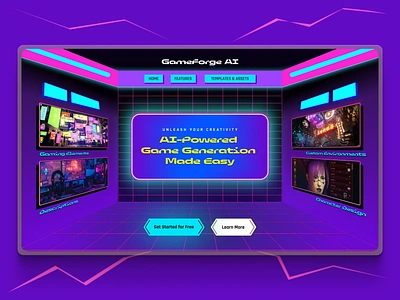 GameForge AI - AI Game Generator ai aiforgames branding figmadesign gameassets gamecreativity gamedesign gamedevelopment gameforgeai uidesign uiux
