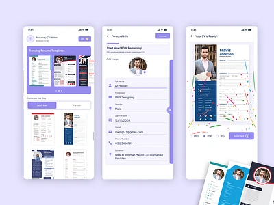 CV Maker App UI Design appuiux creativedesign cvappdesign figmadesign mobileappdesign uidesign uxdesign